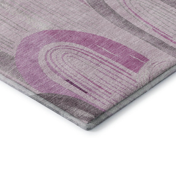 HomeRoots 10' X 14' Soft Pink Lavender Ivory Geometric Washable Area Rug with UV Protection & Non-Slip Backing 694616