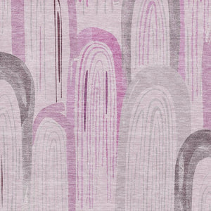 HomeRoots 10' X 14' Soft Pink Lavender Ivory Geometric Washable Area Rug with UV Protection & Non-Slip Backing 694616