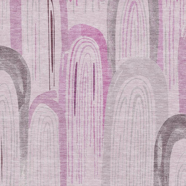 HomeRoots 10' X 14' Soft Pink Lavender Ivory Geometric Washable Area Rug with UV Protection & Non-Slip Backing 694616