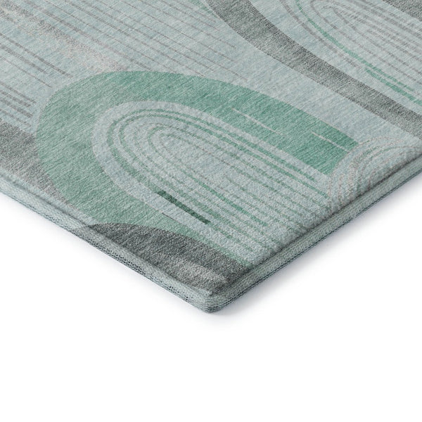 HomeRoots 5' X 8' Stylish Pale Aqua Gray & Silver Geometric Area Rug – Washable, Stain-Resistant, UV Safe! 694618