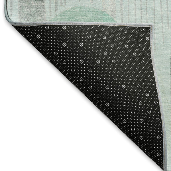 HomeRoots 8' Pale Aqua Gray & Silver Geometric Washable Area Rug - Durable, Stylish, UV-Protected for High-Traffic Zones 694620
