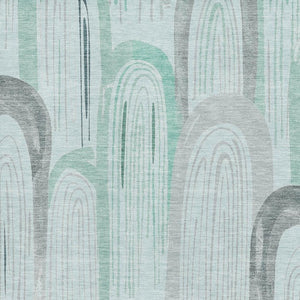 HomeRoots 10' X 14' Pale Aqua Gray & Silver Geometric Area Rug - Soft, Stain-Resistant, UV-Protected Design! 694622
