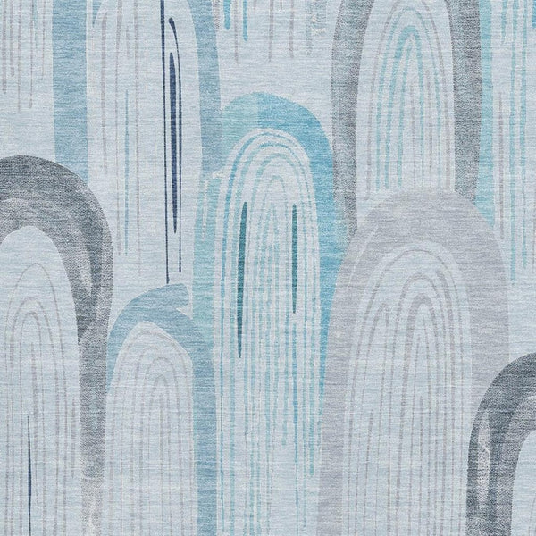 HomeRoots 5' X 8' Sky Blue Gray Silver Geometric Washable Area Rug - Stylish, Durable, UV Protected Choice! 694624