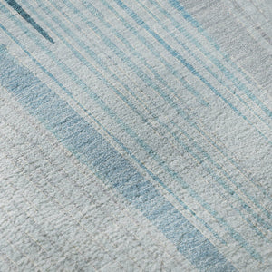 HomeRoots 8' Round Sky Blue, Gray, & Silver Geometric Washable Rug - UV Protected, Durable & Stylish Design 694625