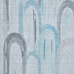 HomeRoots 10' Sky Blue Gray Silver Geometric Area Rug - Washable, UV Protected, Pet-Friendly, Stylish Design! 694628