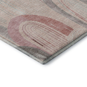 HomeRoots 9' X 12' Salmon Gray Geometric Area Rug - Stylish, Washable, UV-Protected for Homes with Pets & Kids 694633