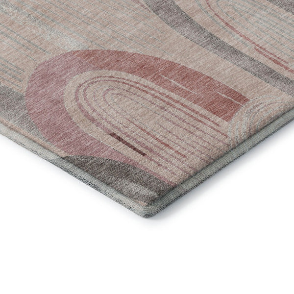 HomeRoots 9' X 12' Salmon Gray Geometric Area Rug - Stylish, Washable, UV-Protected for Homes with Pets & Kids 694633