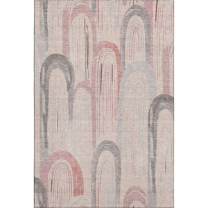 HomeRoots 10' Salmon Gray & Silver Geometric Area Rug - Washable, UV-Protected, Stain-Resistant Design for Homes 694634