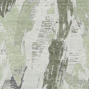 HomeRoots 9' X 12' Artichoke Green Abstract Area Rug - Stylish, Washable & UV-Protected for Busy Homes! 694639