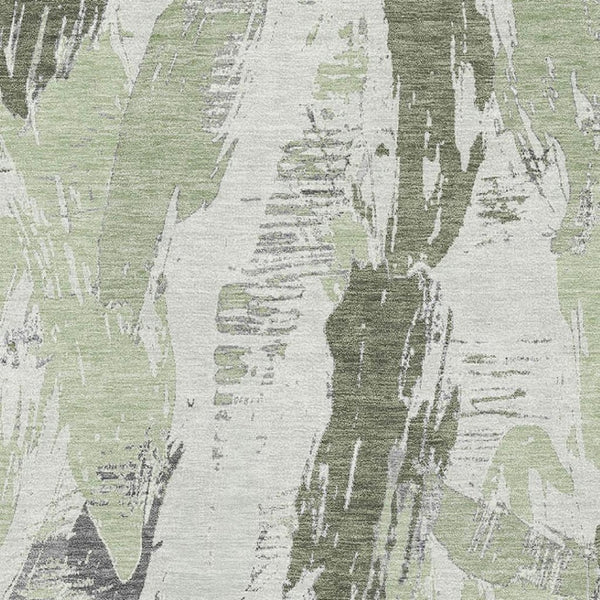 HomeRoots 9' X 12' Artichoke Green Abstract Area Rug - Stylish, Washable & UV-Protected for Busy Homes! 694639