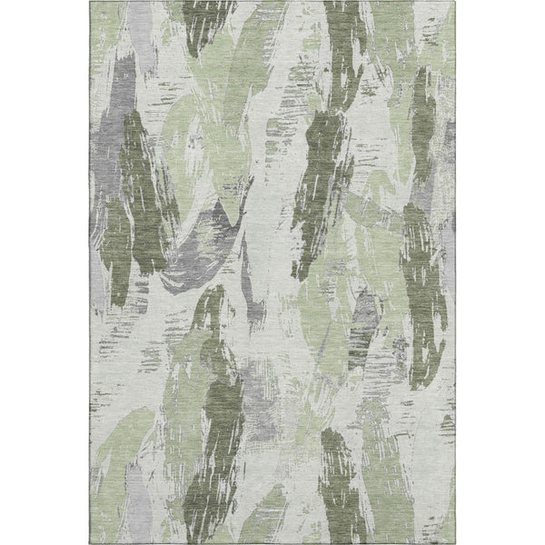HomeRoots 10' X 14' Artichoke Green Abstract Area Rug - Stylish, Washable, UV-Protected & Durable for Busy Homes 694640