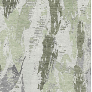 HomeRoots 10' X 14' Artichoke Green Abstract Area Rug - Stylish, Washable, UV-Protected & Durable for Busy Homes 694640