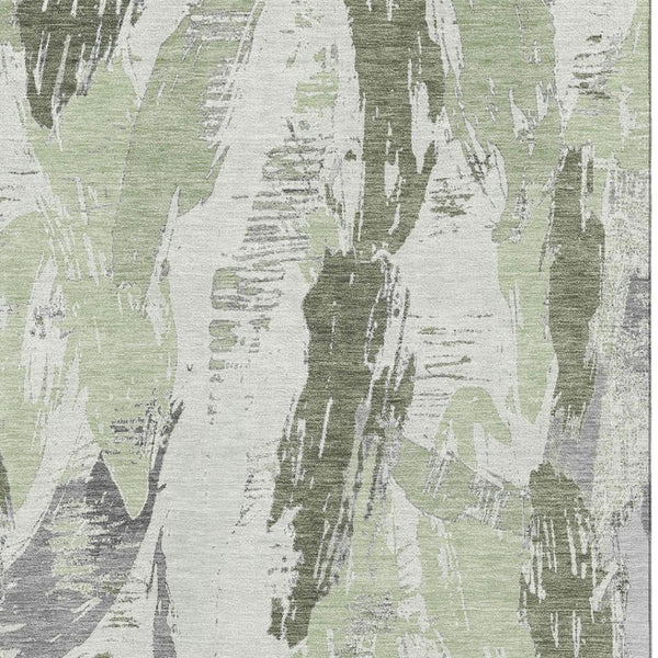 HomeRoots 10' X 14' Artichoke Green Abstract Area Rug - Stylish, Washable, UV-Protected & Durable for Busy Homes 694640