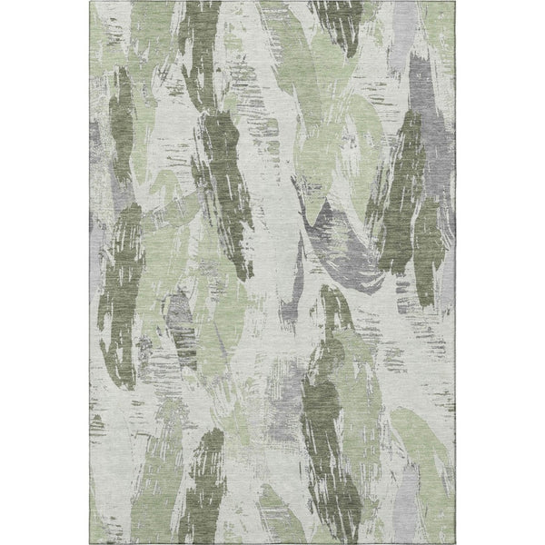HomeRoots 10' X 14' Artichoke Green Abstract Area Rug - Stylish, Washable, UV-Protected & Durable for Busy Homes 694640