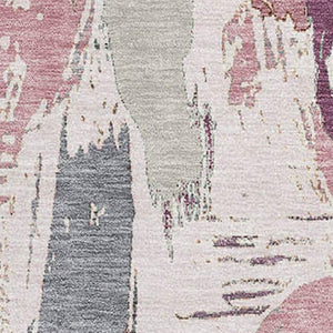 HomeRoots 8' Blush Purple and Ivory Abstract Area Rug - Washable, UV Protected, Stain-Resistant, Stylish Decor 694644