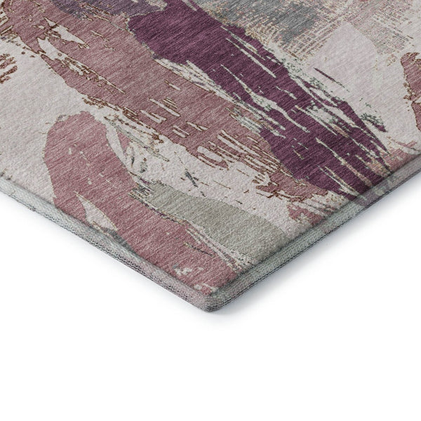 HomeRoots 9' X 12' Washable Blush Purple & Ivory Abstract Area Rug with UV Protection for Modern Spaces 694645