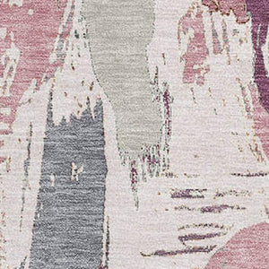 HomeRoots 9' X 12' Washable Blush Purple & Ivory Abstract Area Rug with UV Protection for Modern Spaces 694645