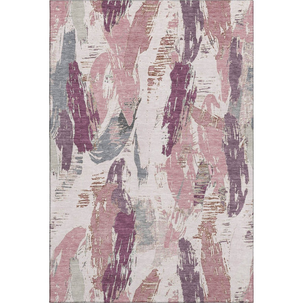 HomeRoots 10' Blush Purple & Ivory Abstract Area Rug - Washable, UV Protected, Stain Resistant for Modern Spaces 694646