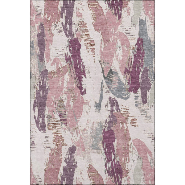 HomeRoots 10' Blush Purple & Ivory Abstract Area Rug - Washable, UV Protected, Stain Resistant for Modern Spaces 694646