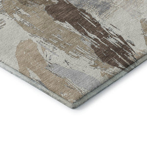 HomeRoots 5' X 8' Washable Ivory Khaki Taupe Area Rug - Modern Abstract Design with UV Protection & Durability 694648