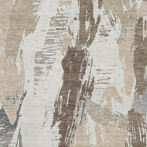HomeRoots 5' X 8' Washable Ivory Khaki Taupe Area Rug - Modern Abstract Design with UV Protection & Durability 694648