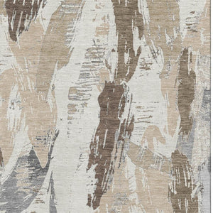 HomeRoots 5' X 8' Washable Ivory Khaki Taupe Area Rug - Modern Abstract Design with UV Protection & Durability 694648
