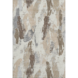 HomeRoots 9' X 12' Washable Ivory Khaki Taupe Area Rug - Durable, Stain-Resistant, UV Protected for Modern Spaces 694651
