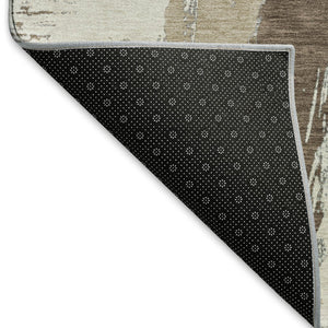 HomeRoots 9' X 12' Washable Ivory Khaki Taupe Area Rug - Durable, Stain-Resistant, UV Protected for Modern Spaces 694651