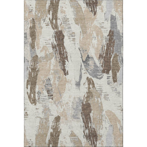 HomeRoots 10' Ivory Khaki Taupe Washable Area Rug - Modern Abstract Design with UV Protection for Homes 694652