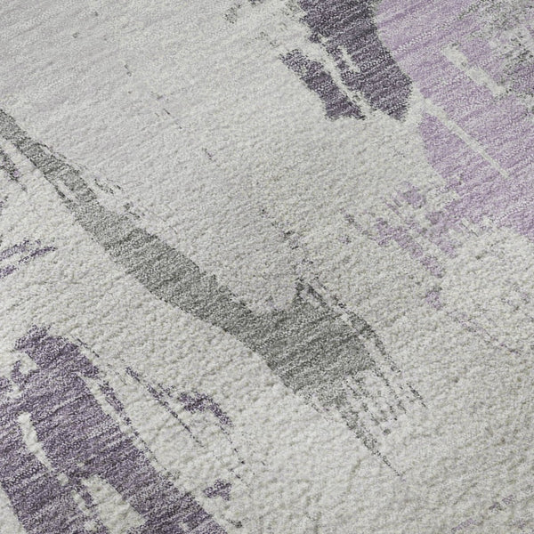HomeRoots 8' X 8' Stylish Lavender, Ivory & Gray Abstract Round Rug - Washable, UV Protected & Durable Design 694655
