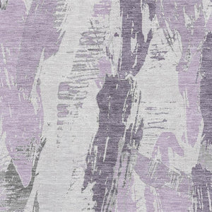 HomeRoots 8' Abstract Area Rug in Lavender, Ivory & Gray - Washable, Stain Resistant, UV Protected, Modern Design 694656