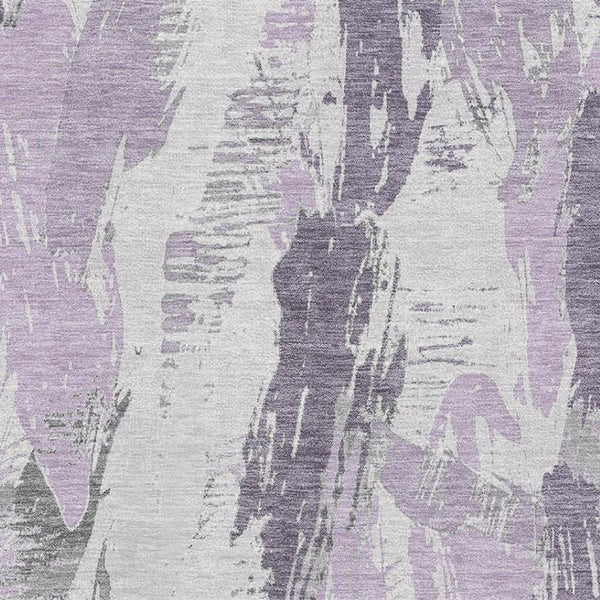 HomeRoots 8' Abstract Area Rug in Lavender, Ivory & Gray - Washable, Stain Resistant, UV Protected, Modern Design 694656