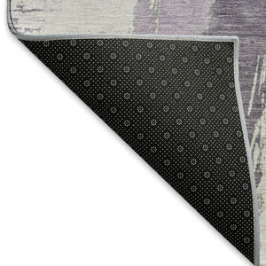 HomeRoots 9' X 12' Abstract Washable Area Rug in Lavender, Ivory & Gray with UV Protection for Modern Spaces 694657