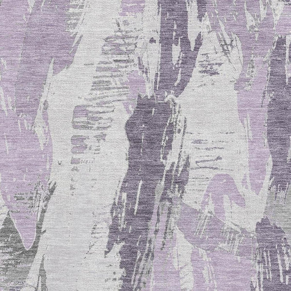 HomeRoots 9' X 12' Abstract Washable Area Rug in Lavender, Ivory & Gray with UV Protection for Modern Spaces 694657