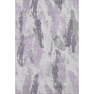 HomeRoots 10' X 14' Stylish Lavender, Ivory & Gray Abstract Washable Area Rug with UV Protection & Durability 694658