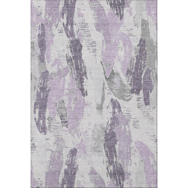 HomeRoots 10' X 14' Stylish Lavender, Ivory & Gray Abstract Washable Area Rug with UV Protection & Durability 694658