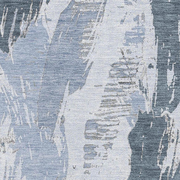 HomeRoots 5' X 8' Sky Blue, Gray & Ivory Abstract Washable Area Rug - UV Protected, Non-Slip, Stain Resistant 694660