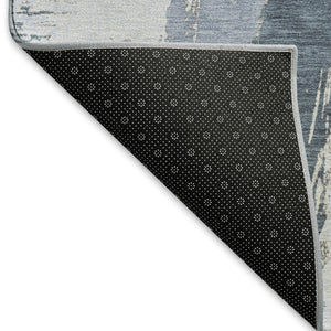 HomeRoots 9' X 12' Sky Blue Gray Ivory Washable Area Rug with UV Protection for Modern Spaces and Easy Care 694663