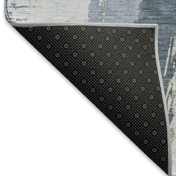 HomeRoots 9' X 12' Sky Blue Gray Ivory Washable Area Rug with UV Protection for Modern Spaces and Easy Care 694663