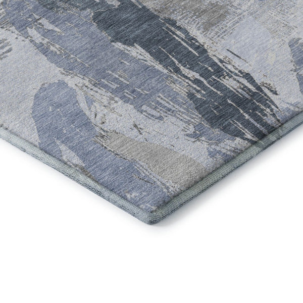 HomeRoots 9' X 12' Sky Blue Gray Ivory Washable Area Rug with UV Protection for Modern Spaces and Easy Care 694663