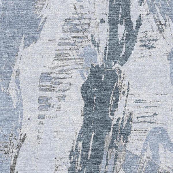 HomeRoots 9' X 12' Sky Blue Gray Ivory Washable Area Rug with UV Protection for Modern Spaces and Easy Care 694663