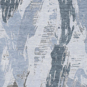 HomeRoots 9' X 12' Sky Blue Gray Ivory Washable Area Rug with UV Protection for Modern Spaces and Easy Care 694663