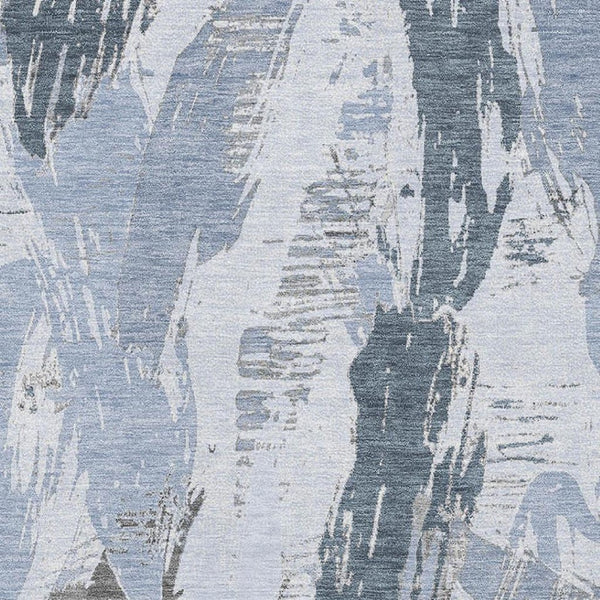 HomeRoots 9' X 12' Sky Blue Gray Ivory Washable Area Rug with UV Protection for Modern Spaces and Easy Care 694663