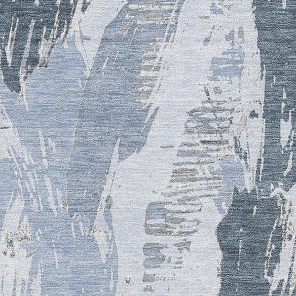 HomeRoots 10' Sky Blue, Gray & Ivory Abstract Area Rug - Washable, UV Protected, Perfect for High Traffic Spaces! 694664