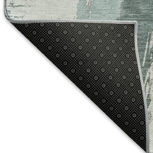 HomeRoots 5' X 8' Teal Ivory Gray Abstract Area Rug – Washable, UV Protected for High-Traffic Homes & Style 694666