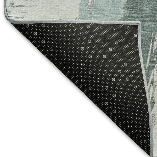 HomeRoots 5' X 8' Teal Ivory Gray Abstract Area Rug – Washable, UV Protected for High-Traffic Homes & Style 694666