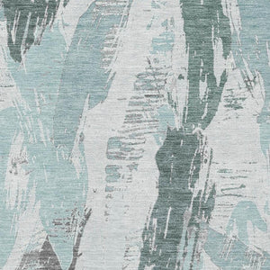 HomeRoots 5' X 8' Teal Ivory Gray Abstract Area Rug – Washable, UV Protected for High-Traffic Homes & Style 694666