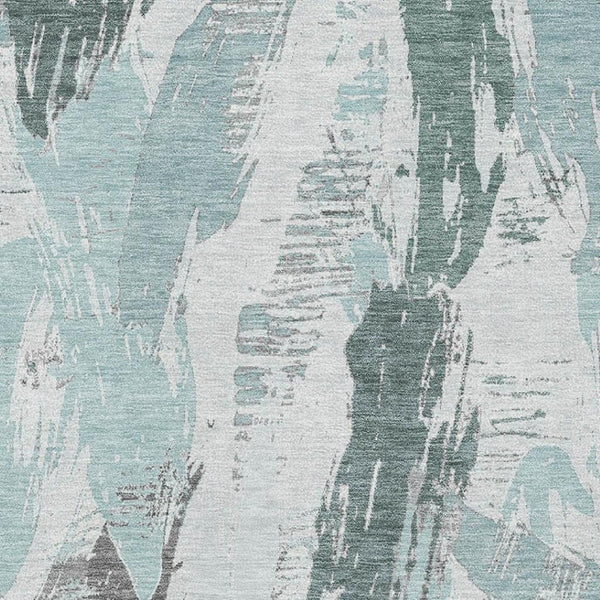 HomeRoots 5' X 8' Teal Ivory Gray Abstract Area Rug – Washable, UV Protected for High-Traffic Homes & Style 694666