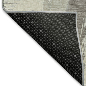 HomeRoots 5' X 8' Abstract Washable Area Rug in Taupe, Ivory, Gray - UV Protection, Stain-Resistant, Non-Slip 694672