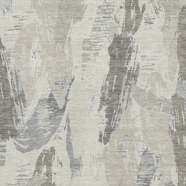 HomeRoots 5' X 8' Abstract Washable Area Rug in Taupe, Ivory, Gray - UV Protection, Stain-Resistant, Non-Slip 694672